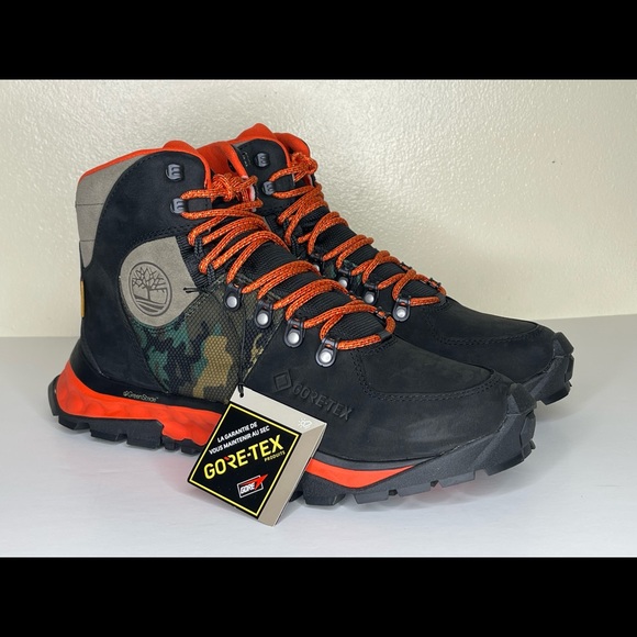 Mens Timberland Solar Ridge GoreTex Mid Hiking Boots Waterproof Black Red - Picture 4 of 13